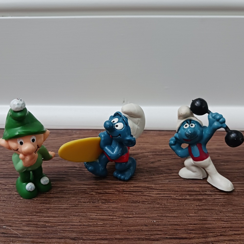 Vintage Smurfs PVC Figure Lot of 6 Peyo Schleich Surfer Drummer Musician Elf - Picture 2 of 3